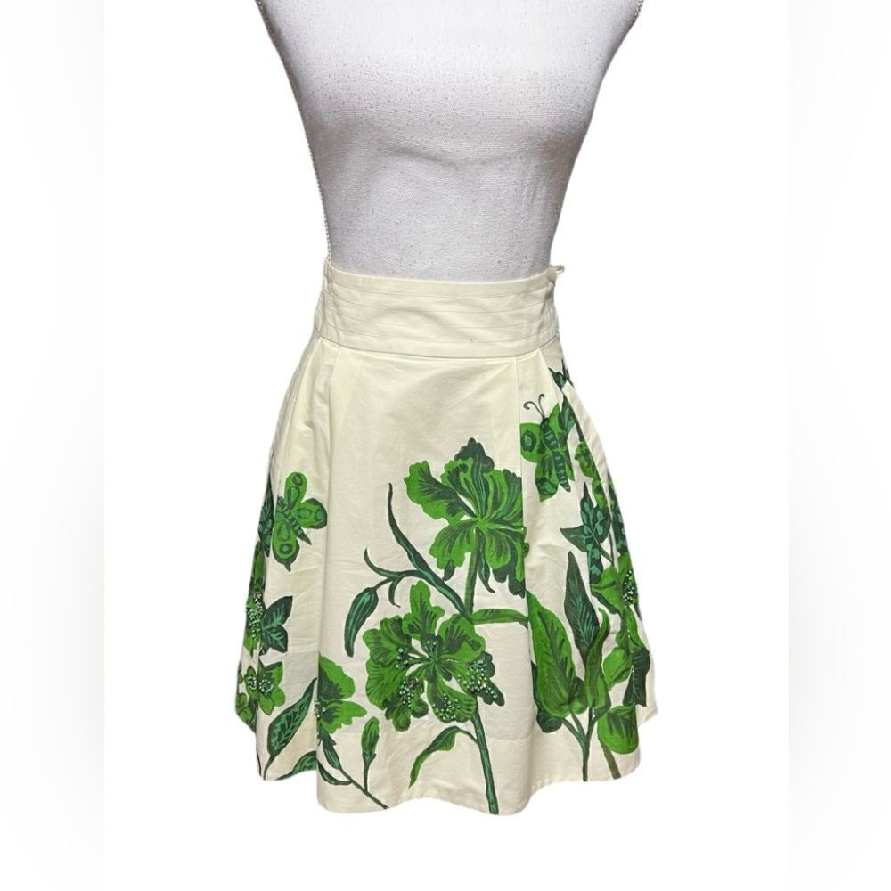 Nathalie Lete’ Paris Flight Round Garden Floral by Anthropologie Skirt 0